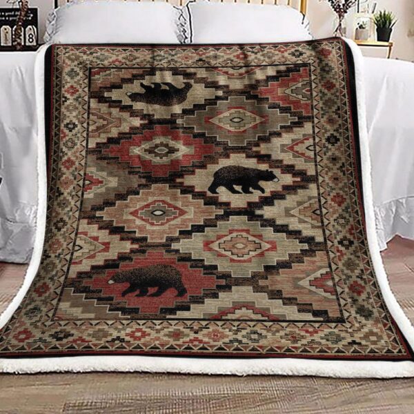 Native American Bear Fleece Blanket Sherpa Blanket