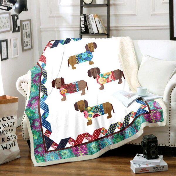 Dachshund Fleece Blanket Sherpa Blanket