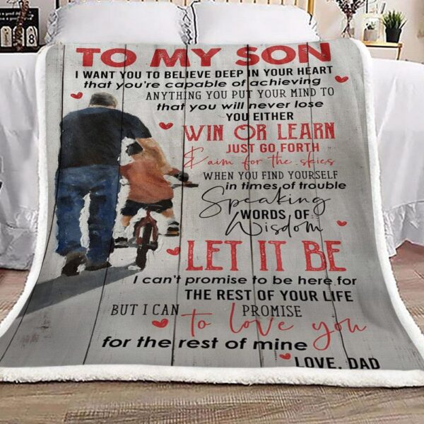 Family To My Son Love Dad Fleece Blanket Sherpa Blanket