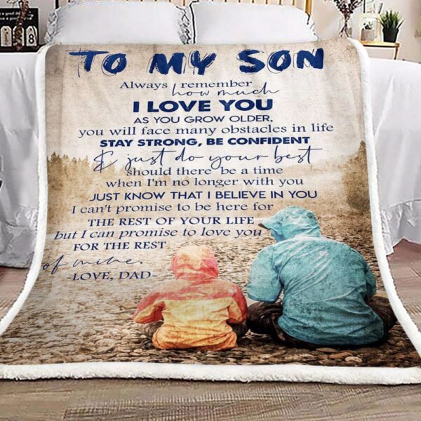 Family To My Son Your Dad Fleece Blanket Sherpa Blanket