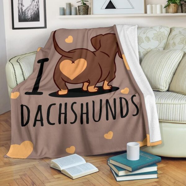 Love Dachshund Fleece Blanket Sherpa Blanket