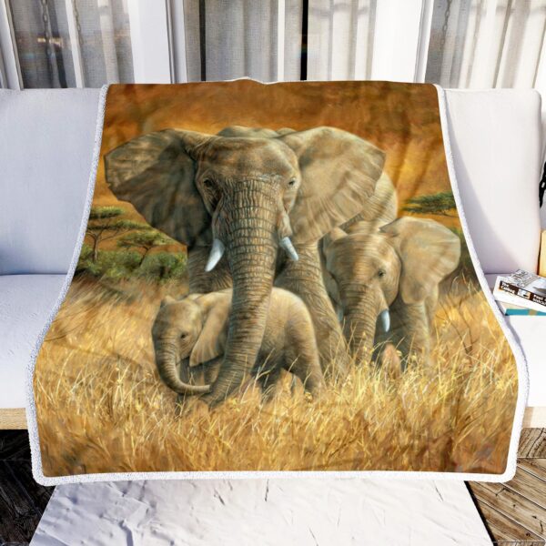 Elephant Family Fleece Blanket Sherpa Blanket