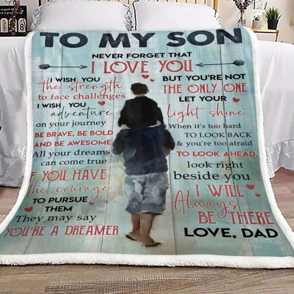 Family To My Son From Dad Fleece Blanket Sherpa Blanket