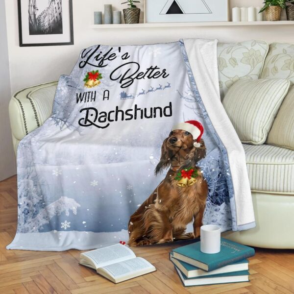 Dachshund Christmas Fleece Blanket Sherpa Blanket