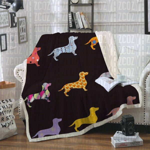Mini Dachshund Fleece Blanket Sherpa Blanket