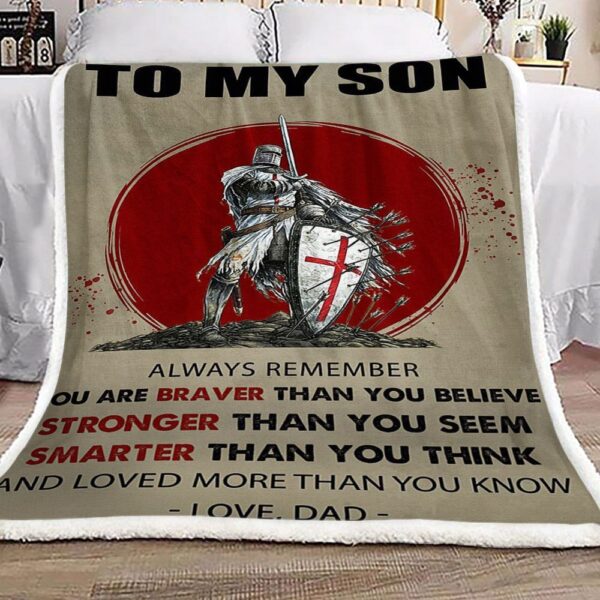 Combatant To My Son Love Dad Fleece Blanket Sherpa Blanket