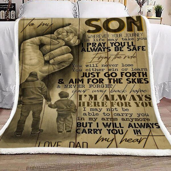 Family To My Son Love Dad Fleece Blanket Sherpa Blanket