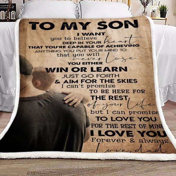 To My Son Your Dad Fleece Blanket Sherpa Blanket
