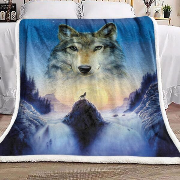 Mountain Wolf Fleece Blanket Sherpa Blanket