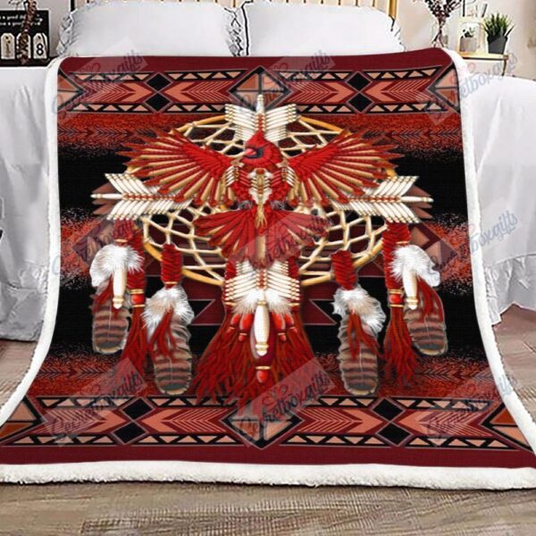 Native American Cardinal Mandala Fleece Blanket Sherpa Blanket