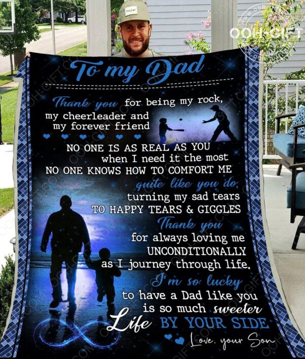 Dad To My Dad Hank For Being My Rock Fleece Blanket Sherpa Blanket