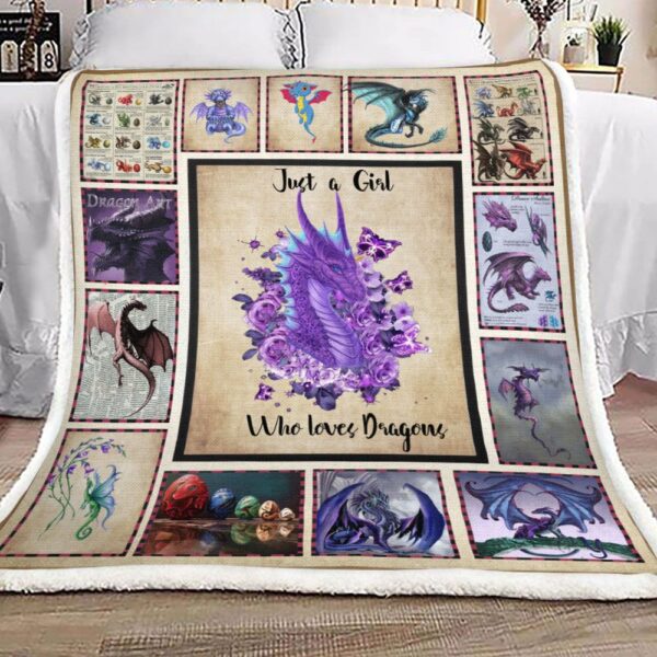 Just A Girl Love Dragon Fleece Blanket Sherpa Blanket
