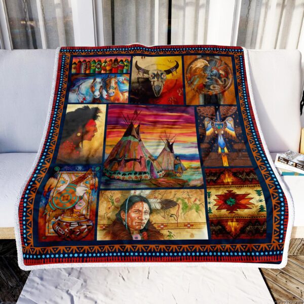 Native American Fleece Blanket Sherpa Blanket