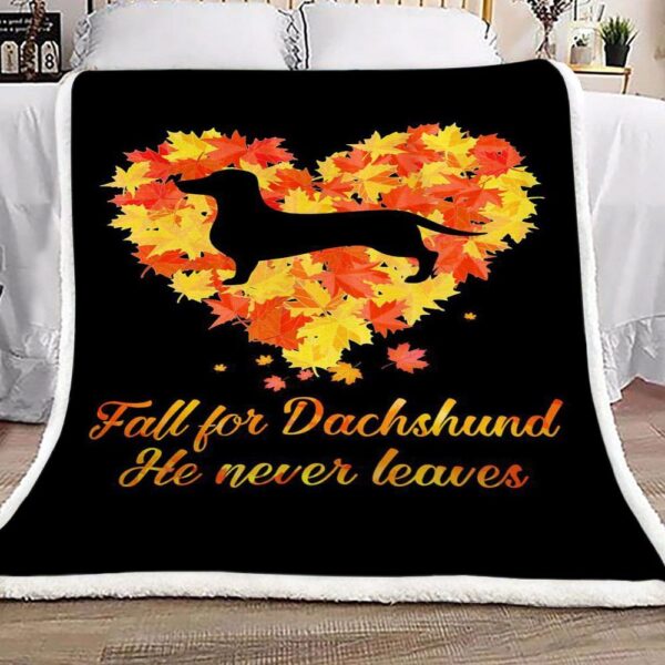 Dog Fall For Dachshund He Never Leaves Fleece Blanket Sherpa Blanket