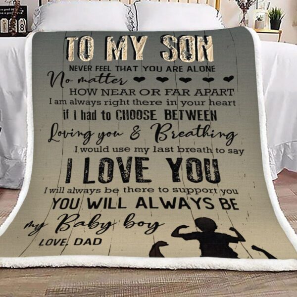 Family To My Son Love Dad Fleece Blanket Sherpa Blanket