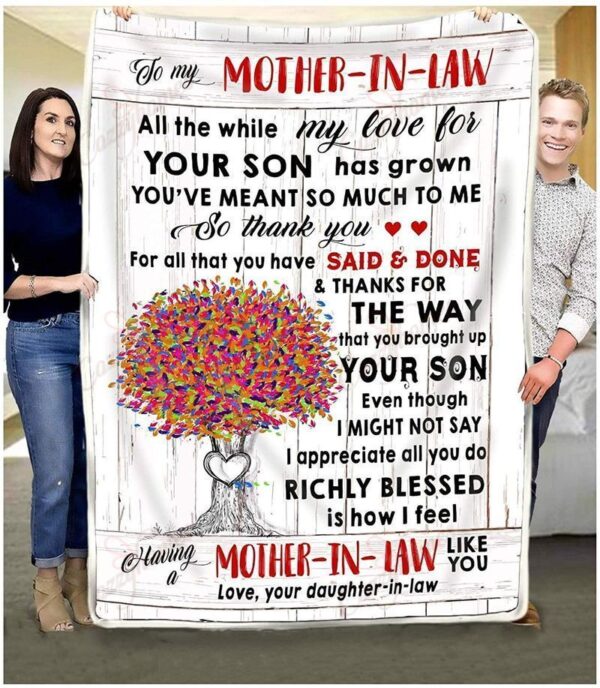 To Wonderful Mother In Law Family Fleece Blanket Sherpa Blanket