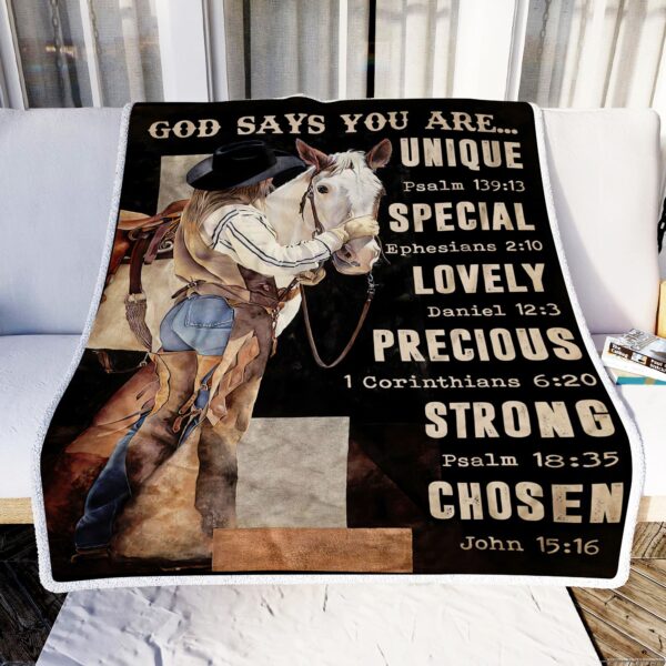 Cowgirl God Says You Are Fleece Blanket Sherpa Blanket