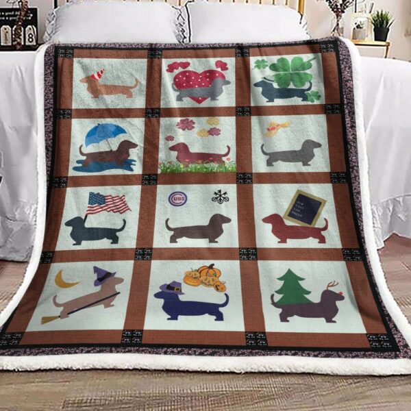 Dachshund Fleece Blanket Sherpa Blanket