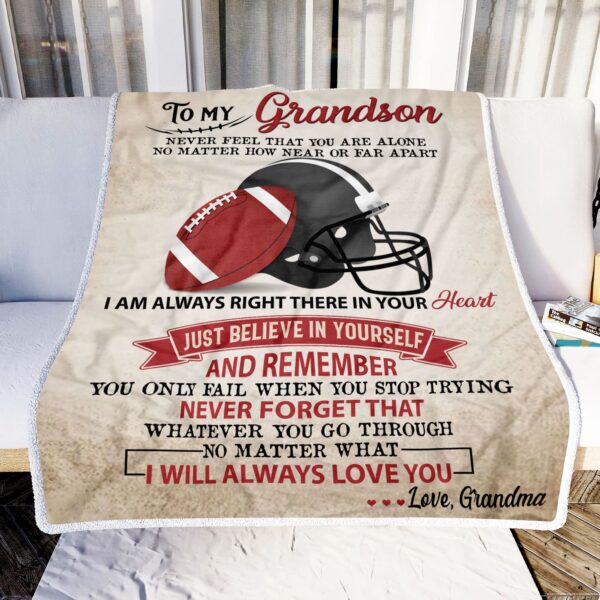 To My Grandson Football Fleece Blanket Sherpa Blanket