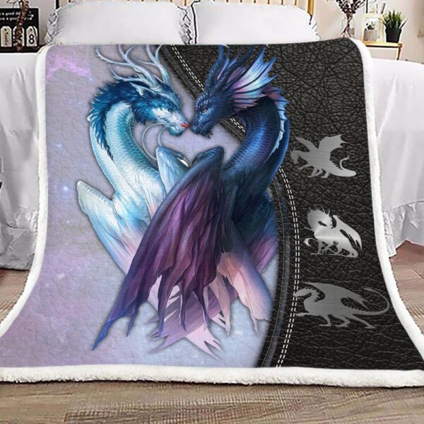 Dragon Couple Leather Metal Fleece Blanket Sherpa Blanket