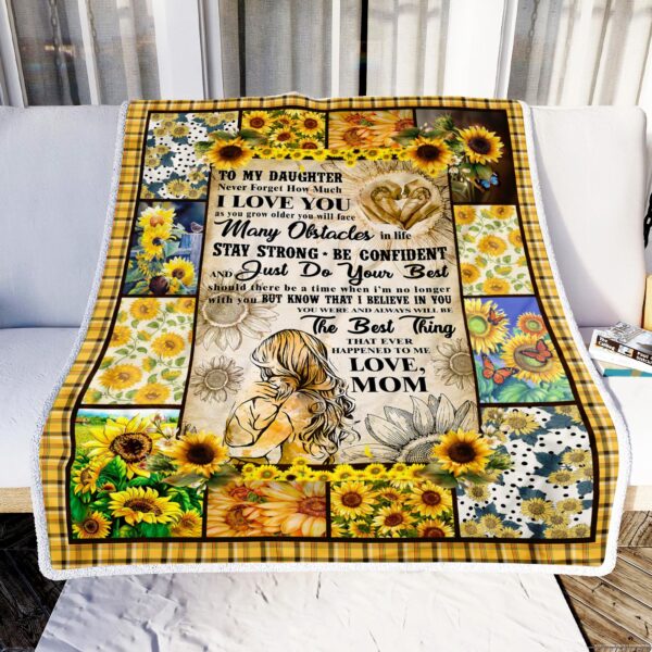 Mom To My Daughter Sunflower Fleece Blanket Sherpa Blanket