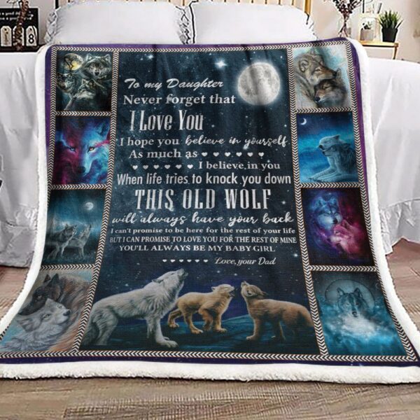 To My Daughter Wolf Fleece Blanket Sherpa Blanket