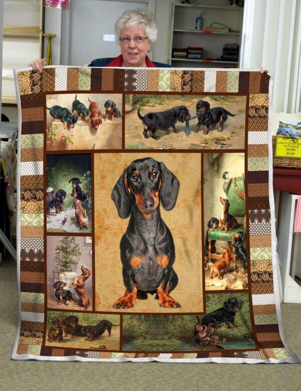 Vintage Dachshund Fleece Blanket Sherpa Blanket