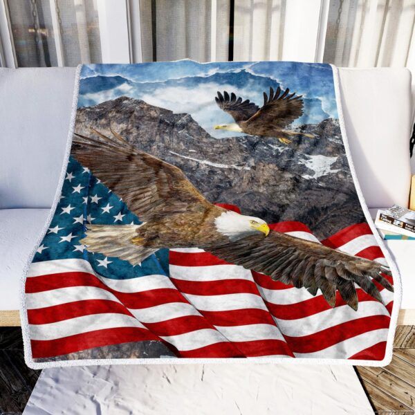 Eagle American Flag Fleece Blanket Sherpa Blanket