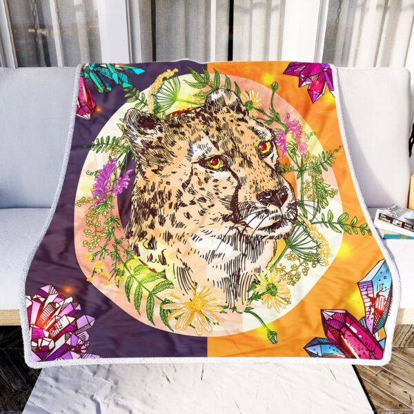 Cheetah Flowers Fleece Blanket Sherpa Blanket