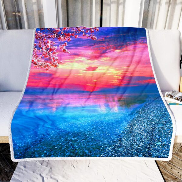 Ocean Sunrise Fleece Blanket Sherpa Blanket