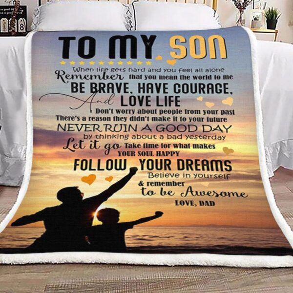 Dad To Son Fleece Blanket Sherpa Blanket