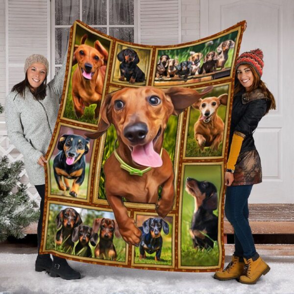 Funny 3d Dachshund Fleece Blanket Sherpa Blanket