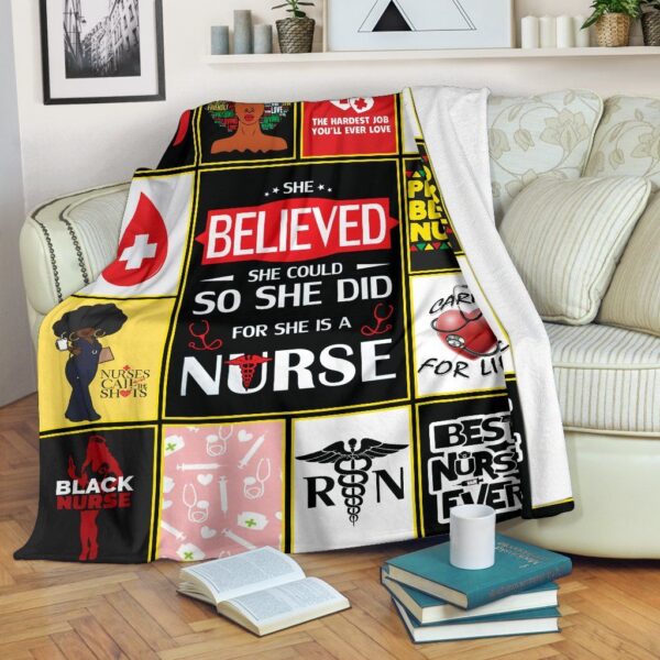 She Believed She Could So She Did For She Is A Nurse Fleece Blanket Sherpa Blanket