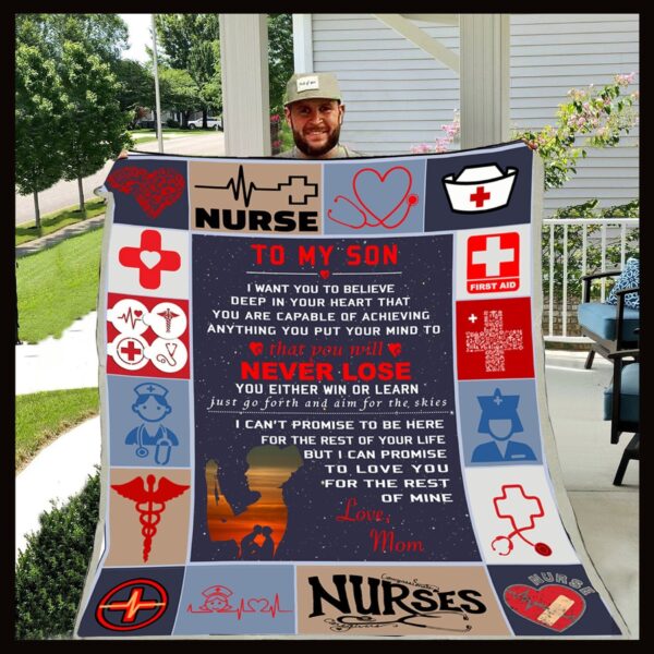 To My Son Mom Nurse Fleece Blanket Sherpa Blanket