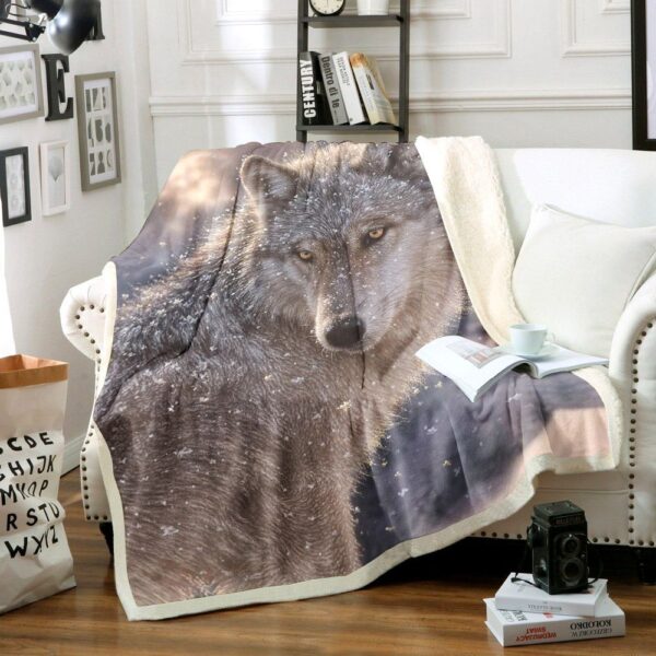 Lone Wolf Fleece Blanket Sherpa Blanket