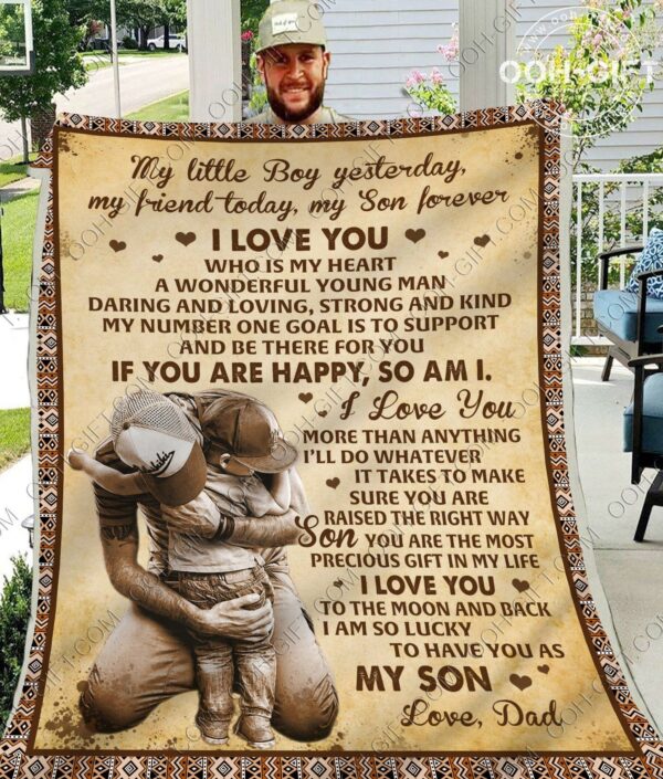 To My Son Dad Fleece Blanket Sherpa Blanket