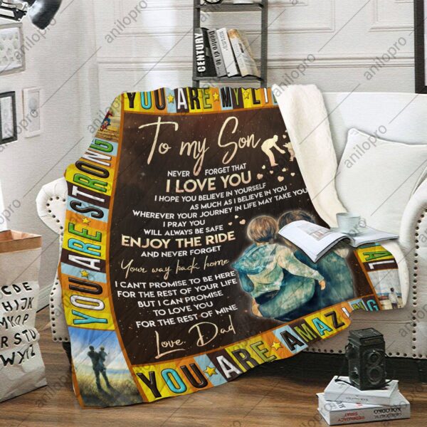 To My Son Dad Fleece Blanket Sherpa Blanket