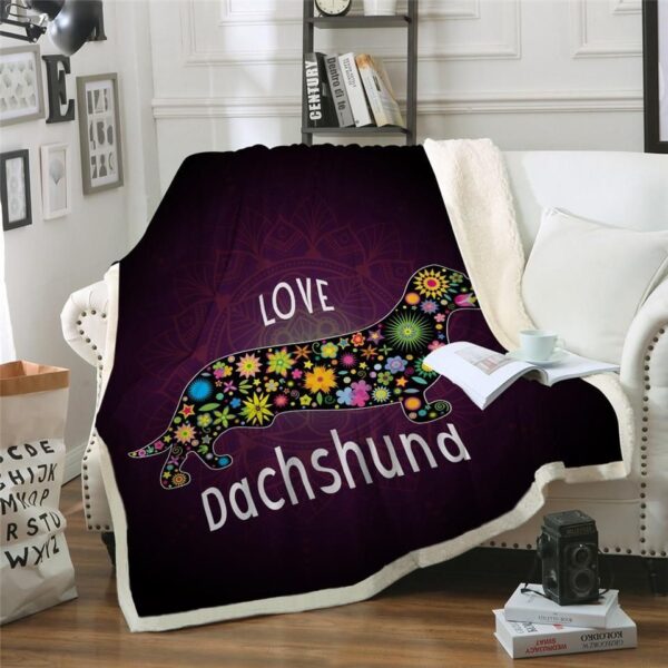 Love Dachshund Fleece Blanket Sherpa Blanket