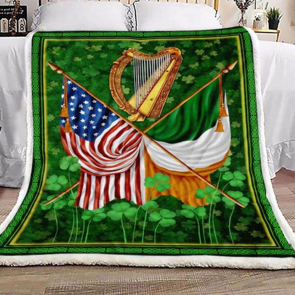 Shamrock Irish American Fleece Blanket Sherpa Blanket
