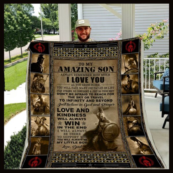 To My Son Dad Knight Fleece Blanket Sherpa Blanket