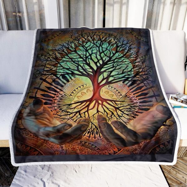 Tree Of Life Hand Fleece Blanket Sherpa Blanket