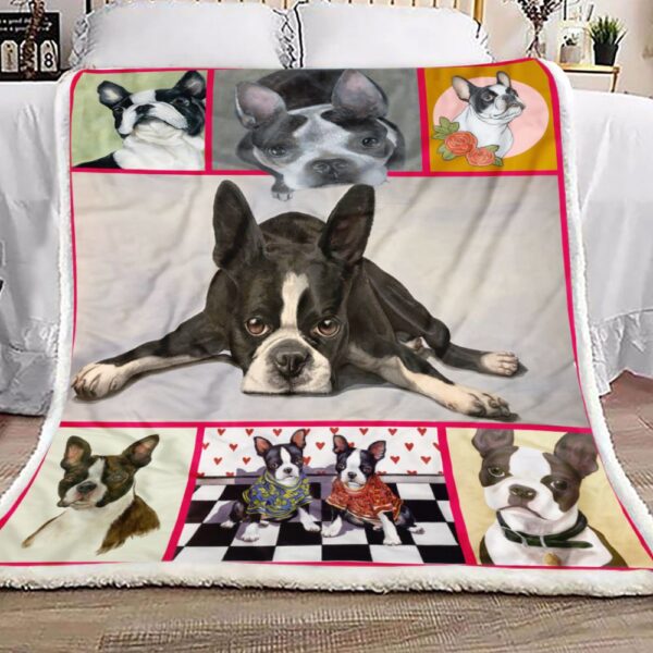 Cute Boston Fleece Blanket Sherpa Blanket