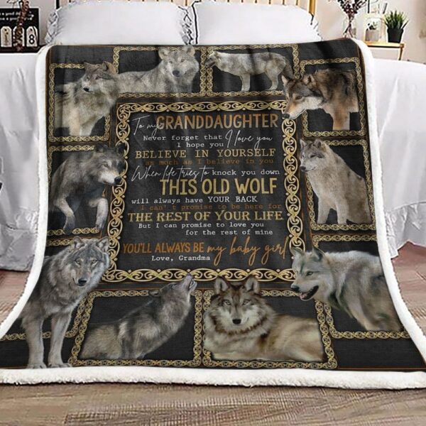 To My Granddaughter Wolf Fleece Blanket Sherpa Blanket