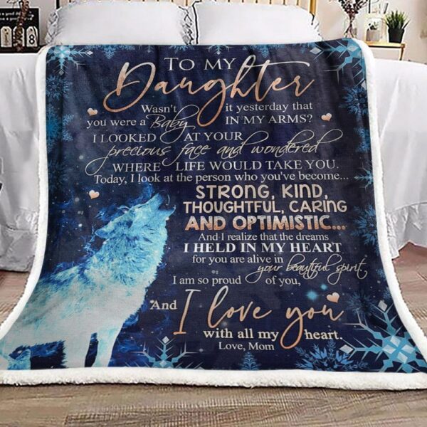 To My Daughter Wolf Fleece Blanket Sherpa Blanket