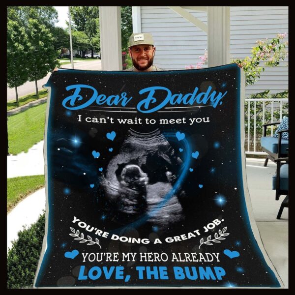 Blue Dear Daddy The Bump Fleece Blanket Sherpa Blanket