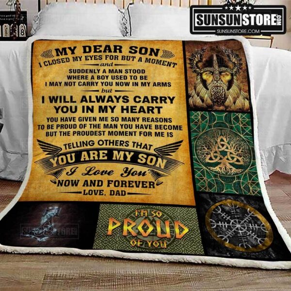 My Dear Son Love, Viking Dad Fleece Blanket Sherpa Blanket