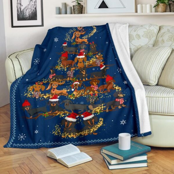 Christmas Dachshund Fleece Blanket Sherpa Blanket