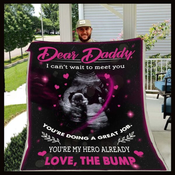Pink Dear Daddy The Bump Fleece Blanket Sherpa Blanket
