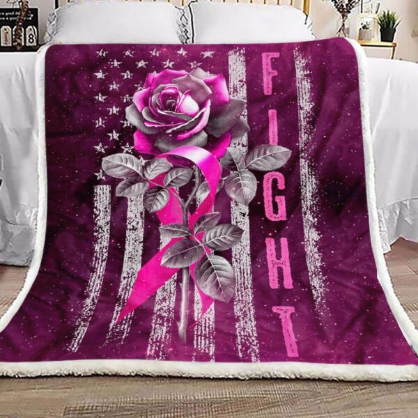 Rose Breast Cancer Awareness Fleece Blanket Sherpa Blanket