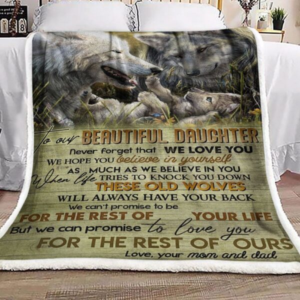 To Our Beautiful Daughter Wolf Fleece Blanket Sherpa Blanket